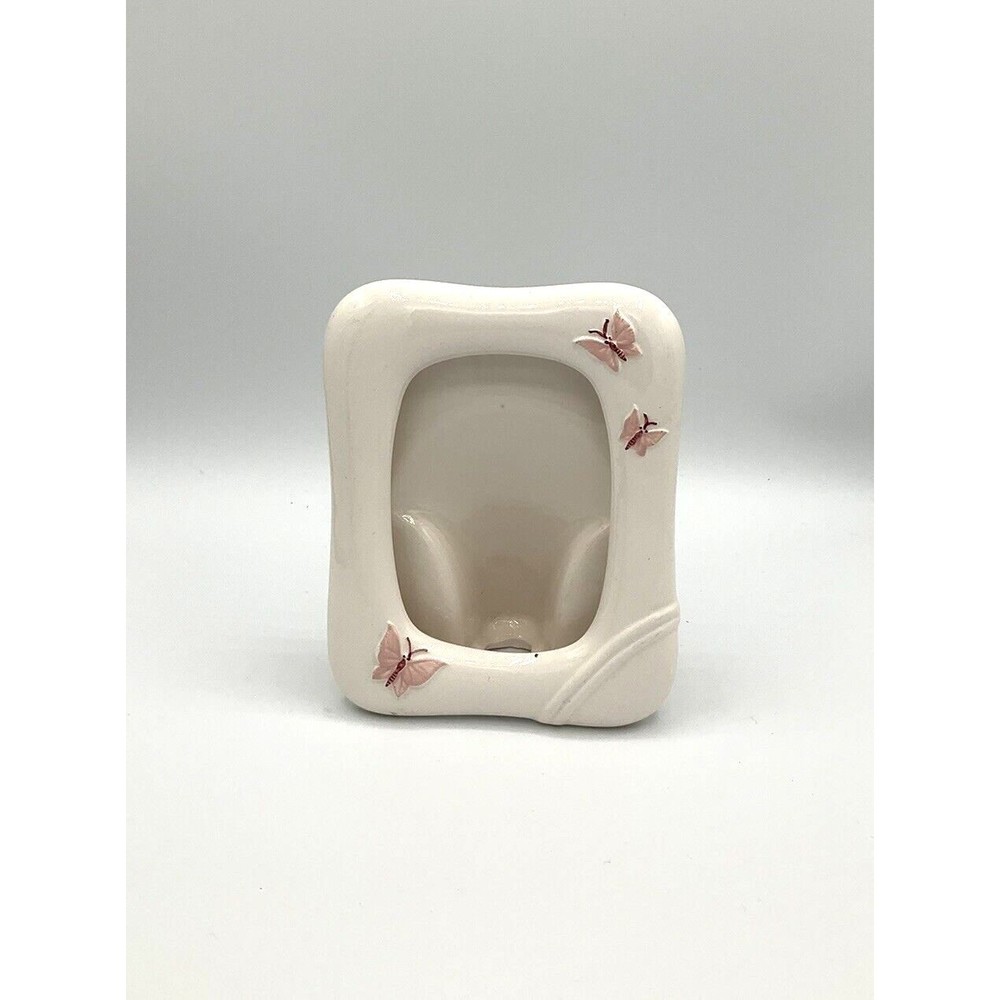 VTG Asabi Butterfly Ceramic Picture Fram White Pink Cottagecore Made in Japan